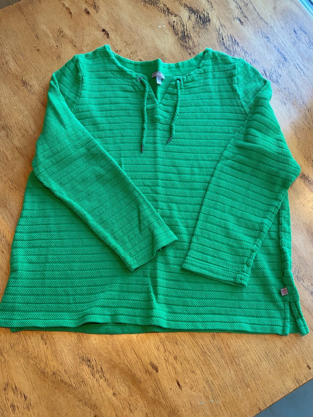 Talbots Green Knit Tie-Front Nautical Top